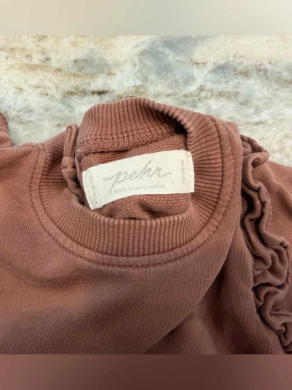 Pehr ruffle sleeve crew neck sweatshirt size 12-18m